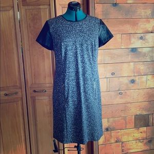 Michael Kors black tweed dress w/ leather sleeves